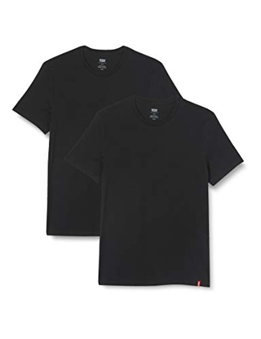 Fashion Levi's Slim 2Pk Crewneck 1 Camiseta, Two-Pack tee Black