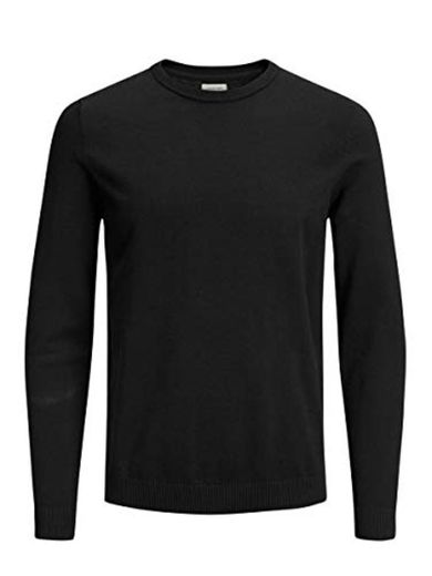 JACK & JONES Jjebasic Knit Crew Neck Noos suéter, Negro