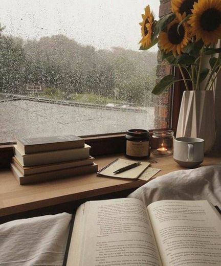 Reading in rain day