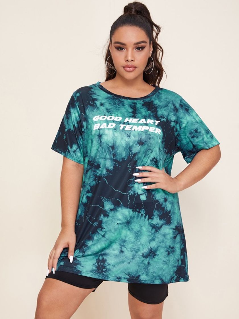 Social Multicolorido Slogan ocasional Camisola Plus Size