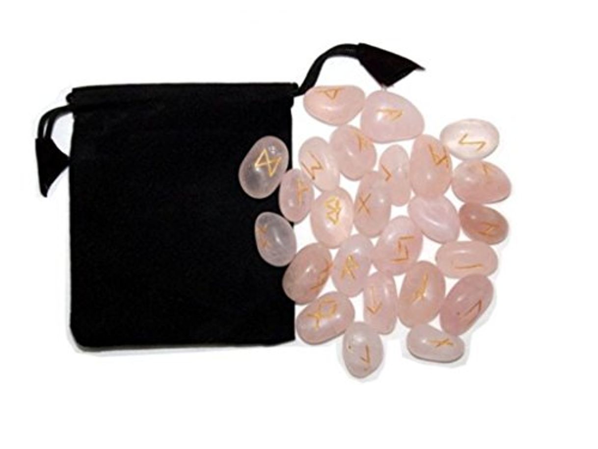 Runas célticas en CUARZO ROSA set de 25 PIEDRAS