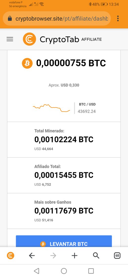 App Crypto tab