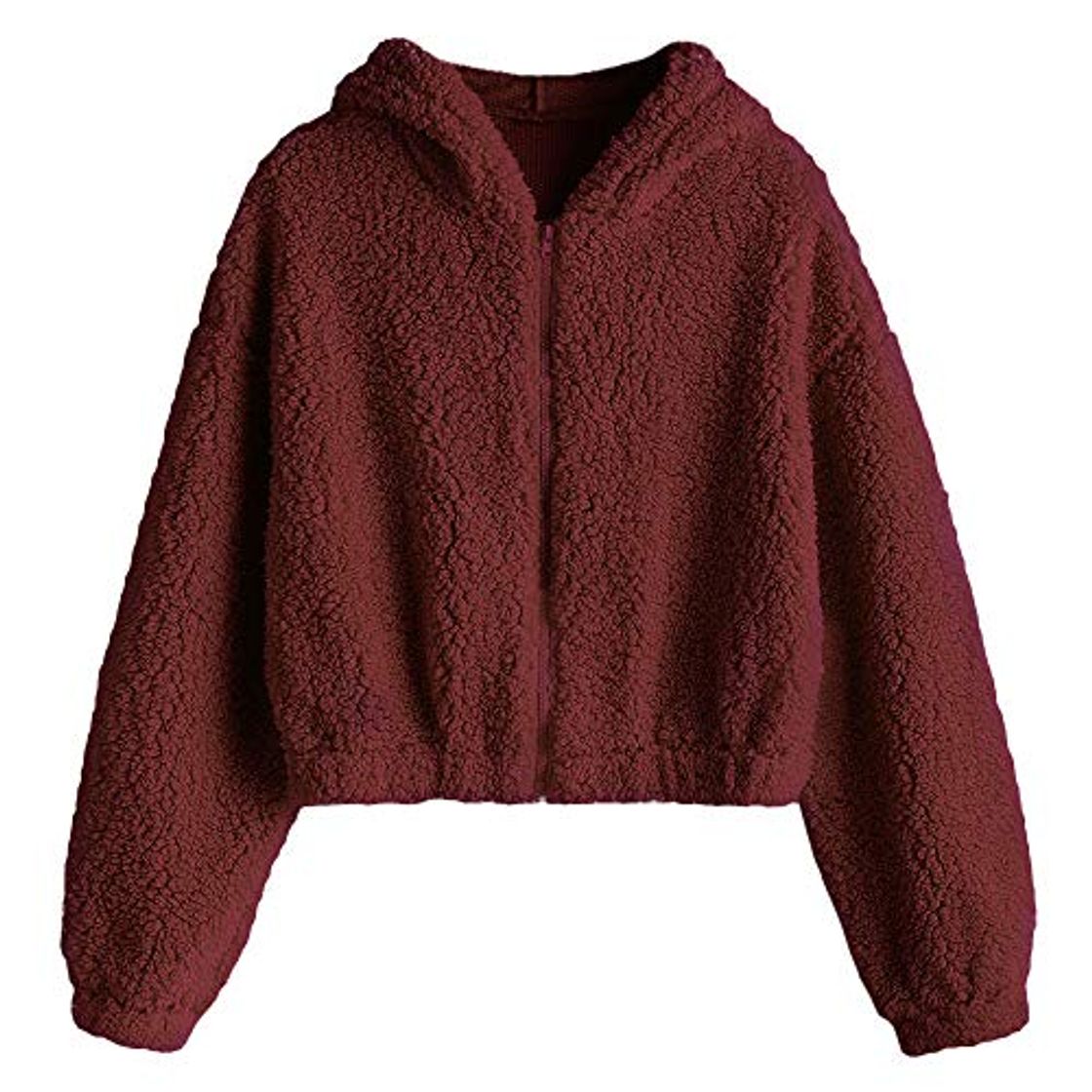 Social ZAFUL - Abrigo Corto con Cremallera de Piel de Cordero para Mujer