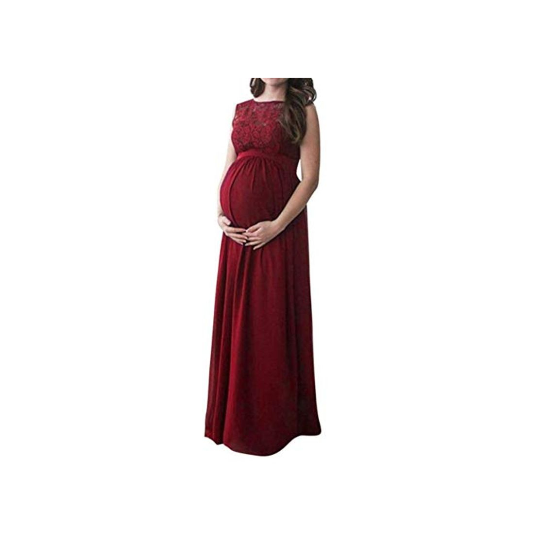 Fashion Mujer Embarazada Vestidos Largos Para Mujer Vestido Largo Encaje Vintage De Vestido Sin Mangas De Color Sólido Vestido De Noche Vestido De Maternidad Vestido De Maternidad Vestidos De Fotografía Vesti