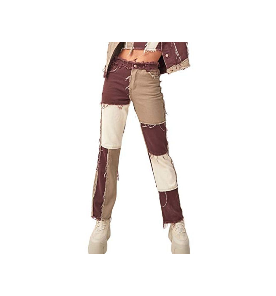 Social Pantalones vaqueros de bloque de color de moda para mujeres