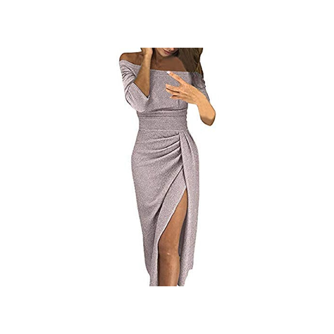 Product Damas Moda Bolso Cadera Cuello Abierto Vestido Brillante Vestido de Cristal Vestido de Noche Vestido de Noche Fiesta Fiesta sin Tirantes Sexy Elegante riou