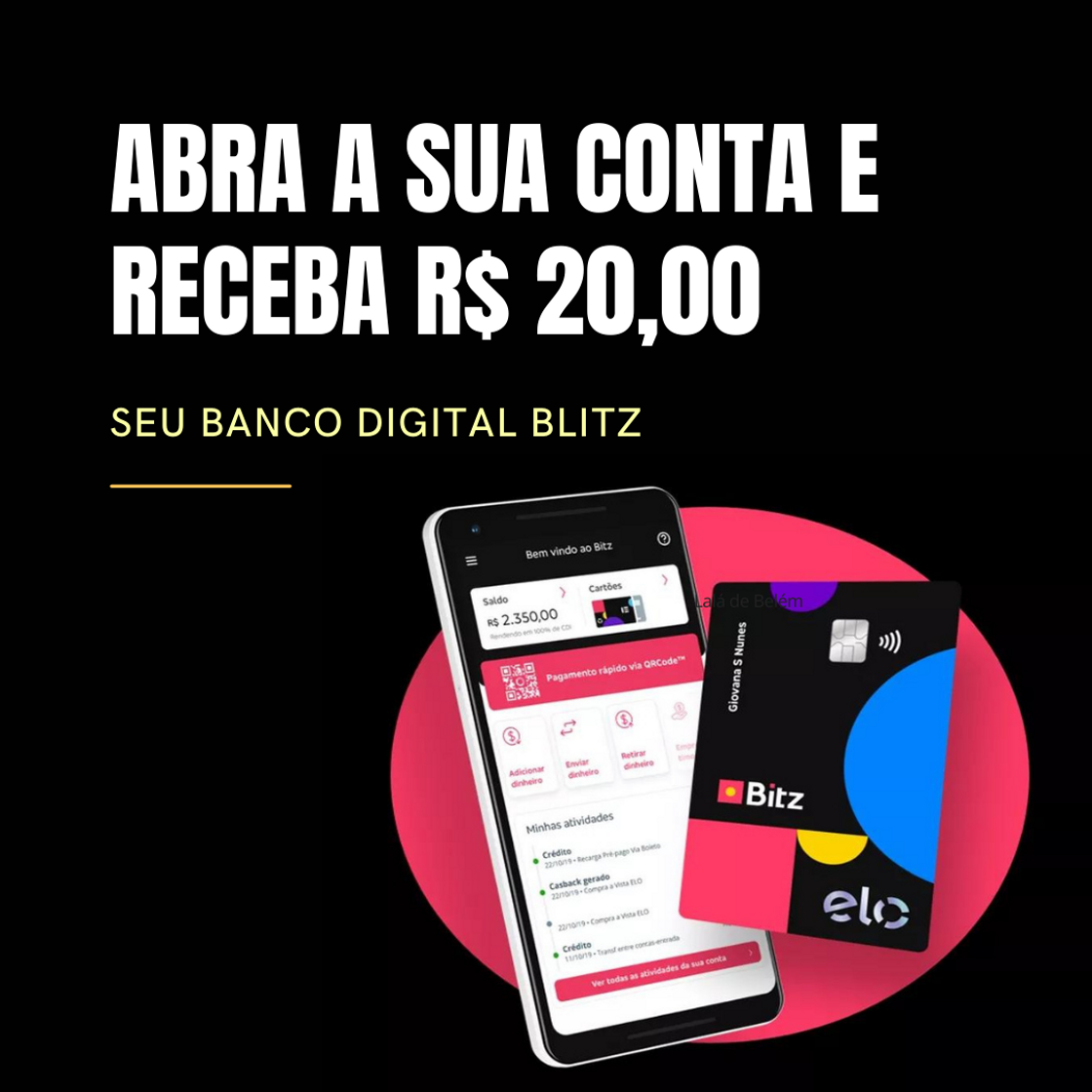 App GANHE R$20,00 AGORA