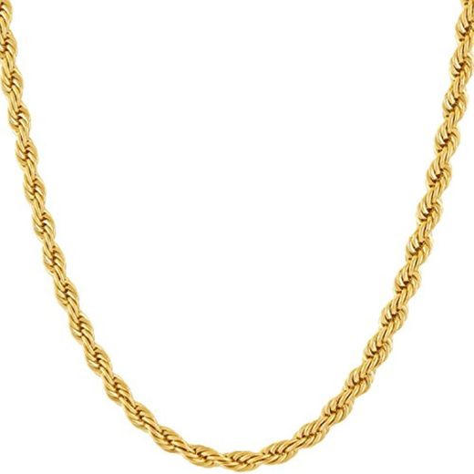 Lifetime Jewelry - Collar de cadena de cuerda de 4 mm chapado