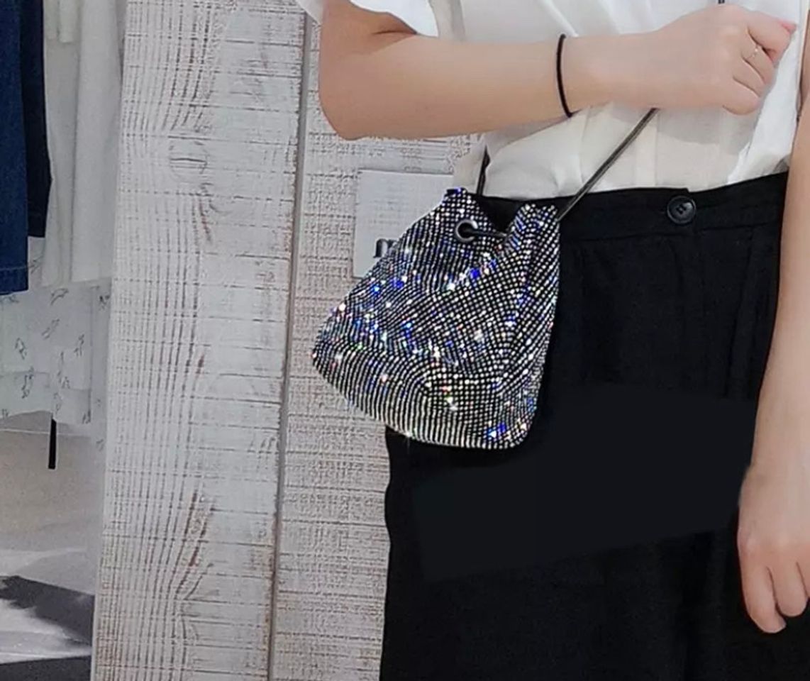 Fashion Bolsa strass com corrente