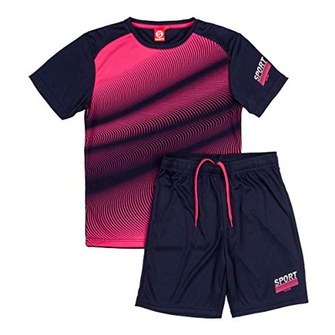 Moda ALPHADVENTURE Go&Win Conjunto Deportivo Manga Corta Rosa y Azul Dynamo Jr para