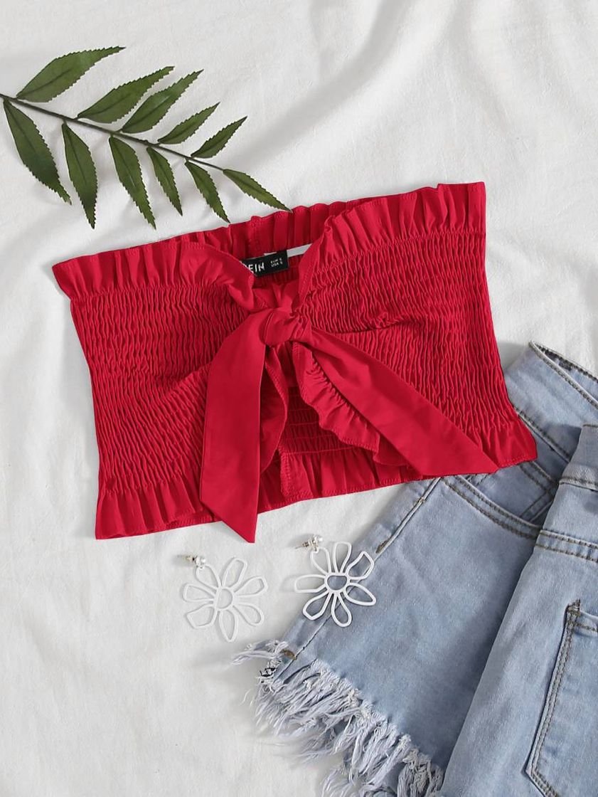 Fashion Vermelho Babado Simples  Boho Top