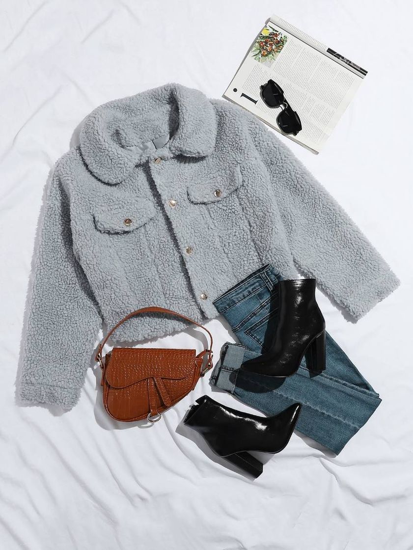 Social Cinza Claro Frente Botão Simples Ocasional Jaqueta