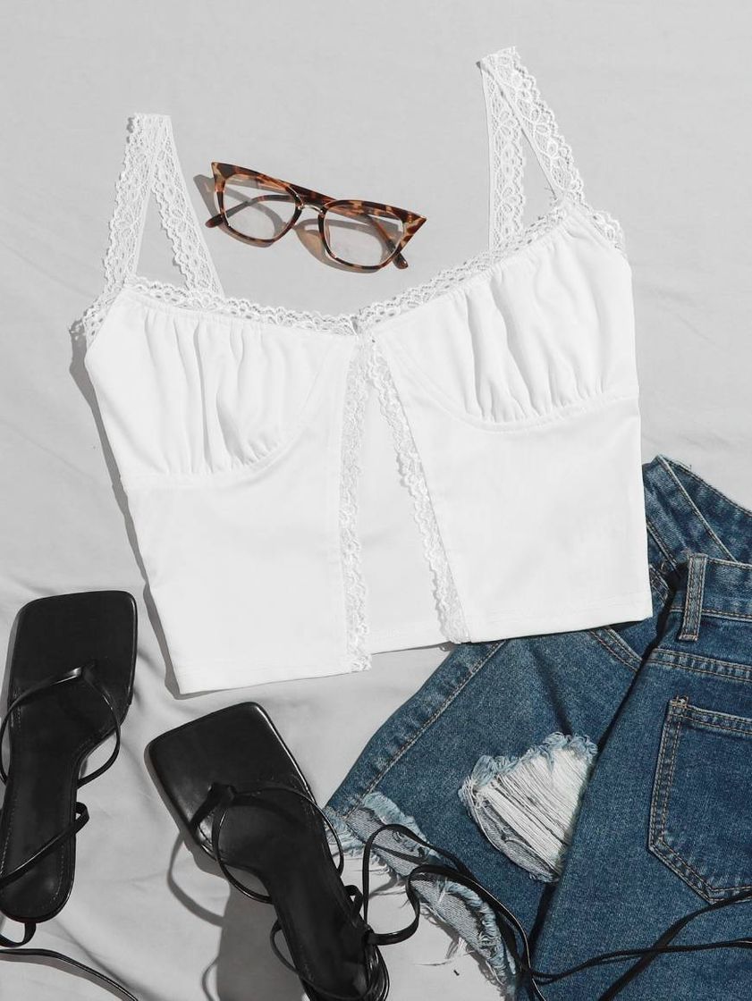 Social Branco Laço Contraste Simples Regata&Camiseta