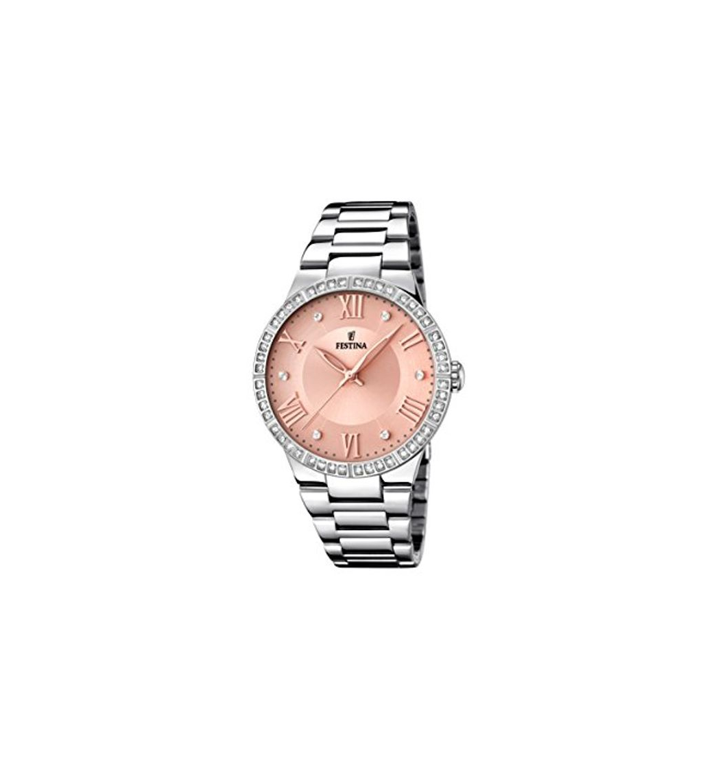 Social Festina Reloj Analógico para Mujer de Cuarzo con Correa en Acero Inoxidable