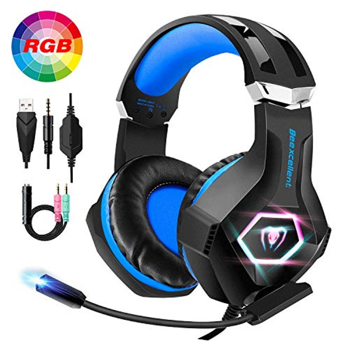 Product FISHOAKY Auriculares Gaming para PS4, Cascos Gaming Premium Stereo con Micrófono, Cancelación