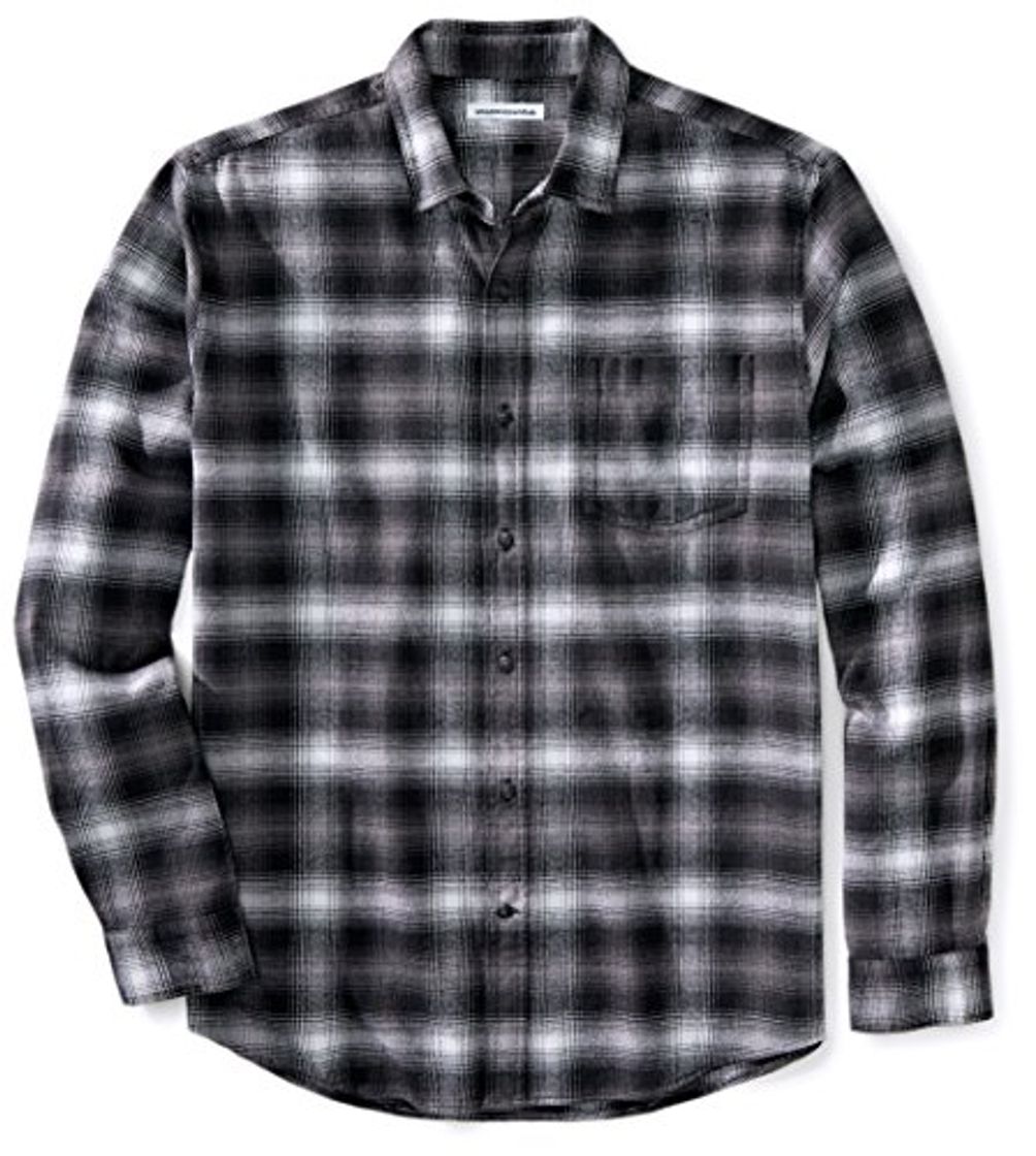 Place Amazon Essentials - Camisa de franela a cuadros de manga larga y