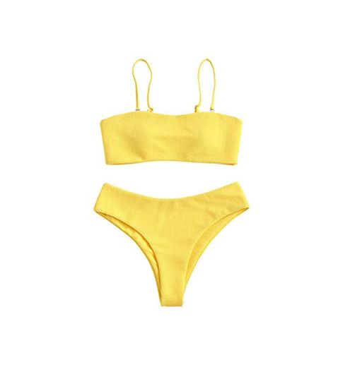 Zaful - Conjunto de bikini con tirantes