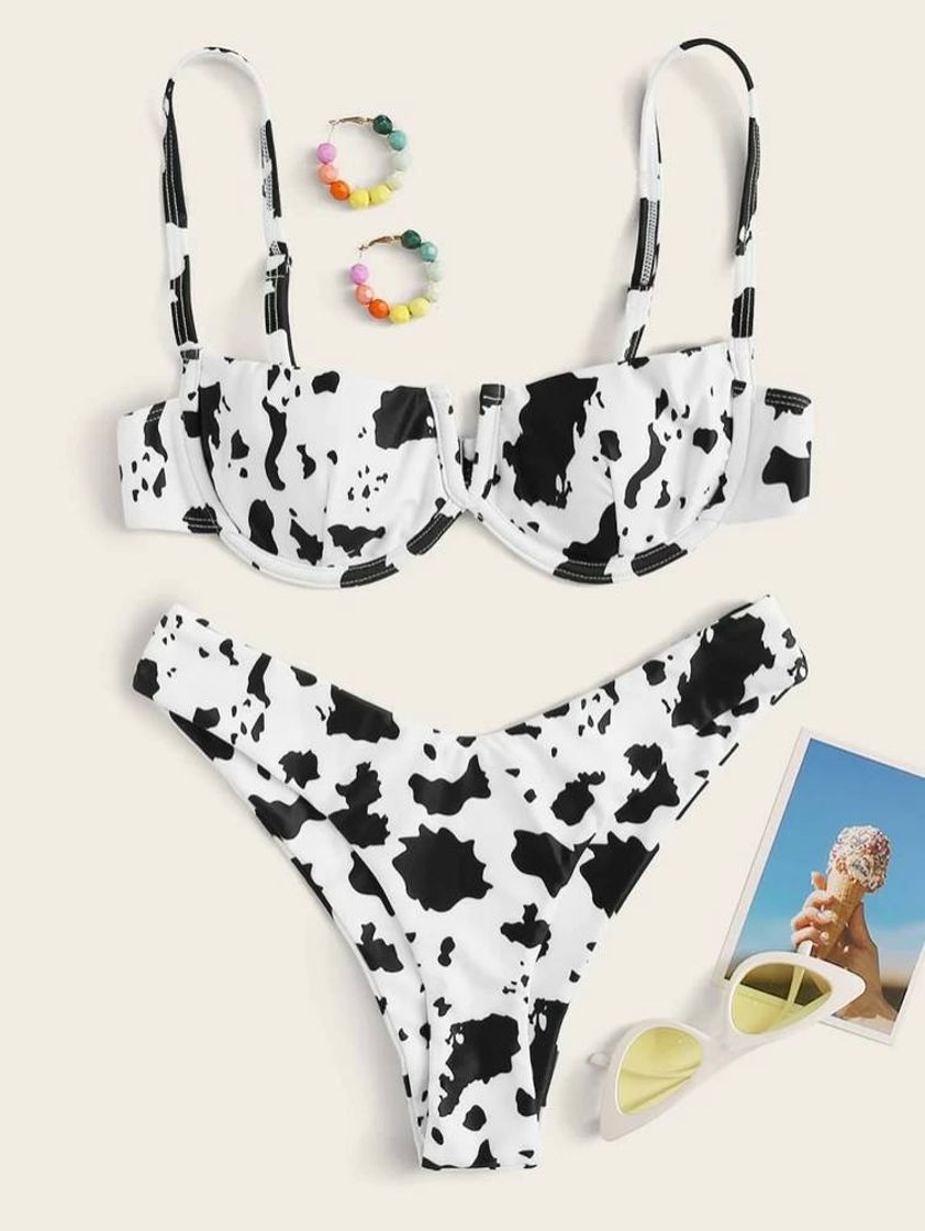 Productos Bikini tiro alto estampado vaca