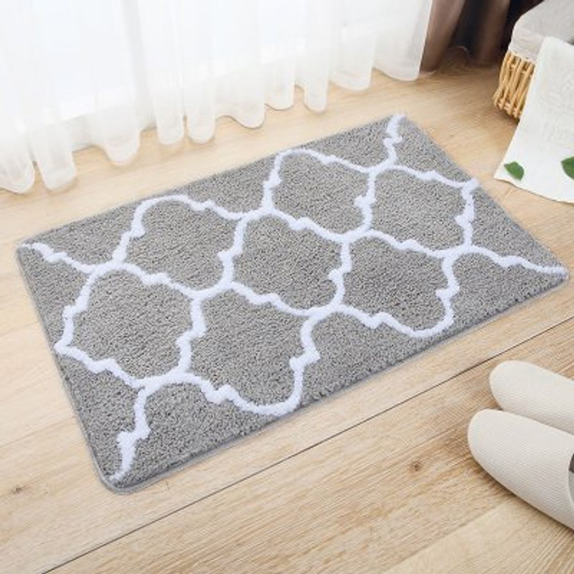 Product GRENSS Alfombra para Salón Dormitorio Azul Gris Negro Terciopelo Rectángulo Quatrefoil Suede