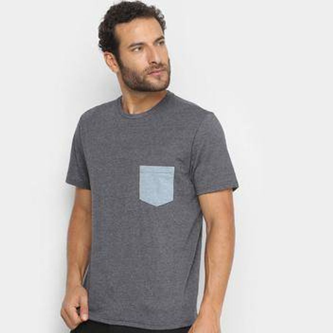 Social Camiseta Treebo Com Bolso Masculina Mescla Escuro - M