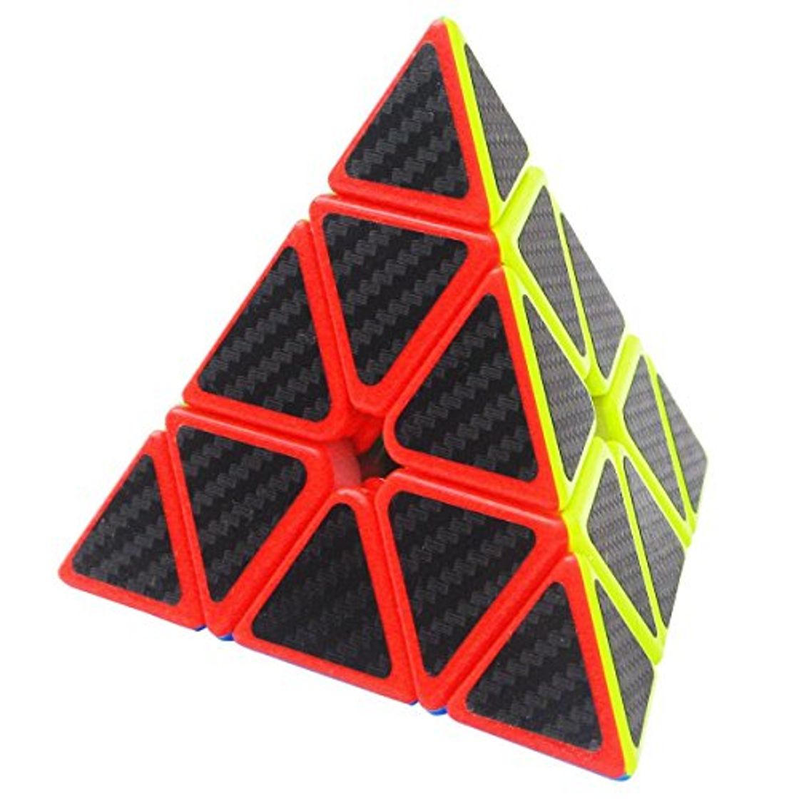 Product Coolzon Triángulo Pyraminx Puzzle Cube Pyramid Cubo Magico con Pegatina de Fibra de Carbono Velocidad