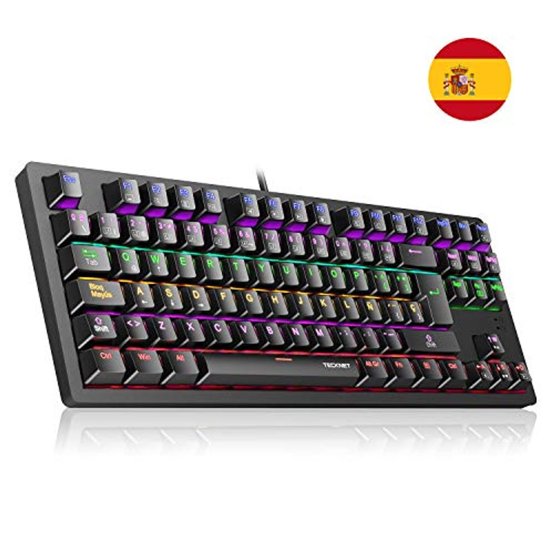 Social TECKNET Teclado para Juegos, Teclado Mecánico Gaming con Retroiluminación LED para PS4,