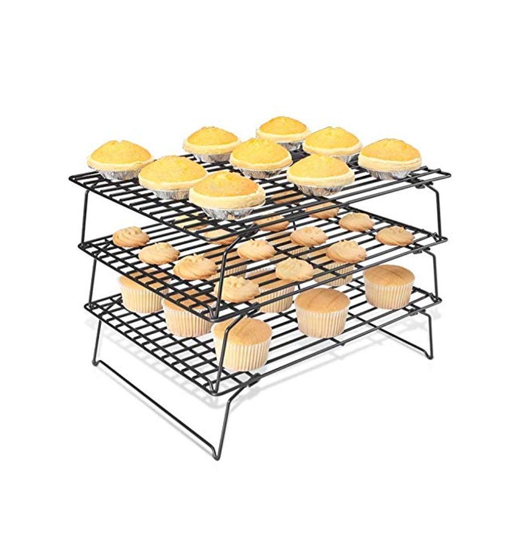 Social Acobonline Rejilla para Enfriar repostería, 3 Niveles, Aluminio, Negro, Centimeters Anti-adherente –