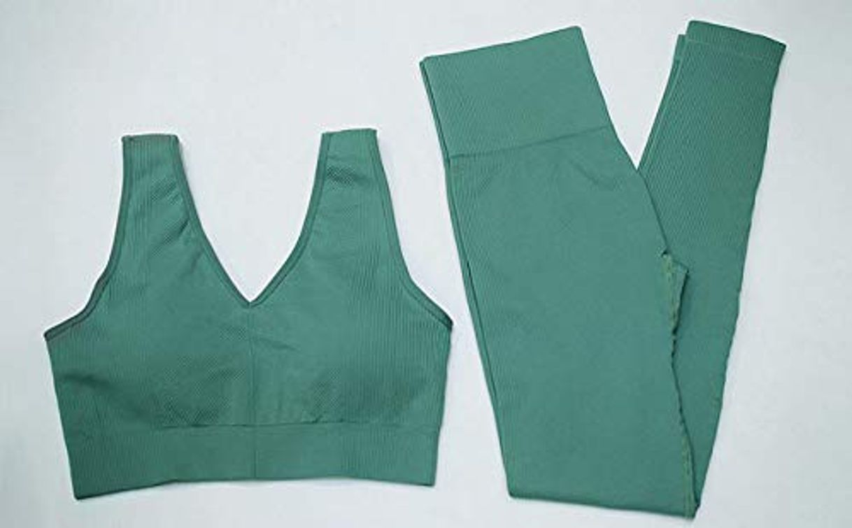 YFDYG Ropa Deportiva para Mujer,Señoras Verdes Conjuntos De Yoga Sin Costuras Sujetador