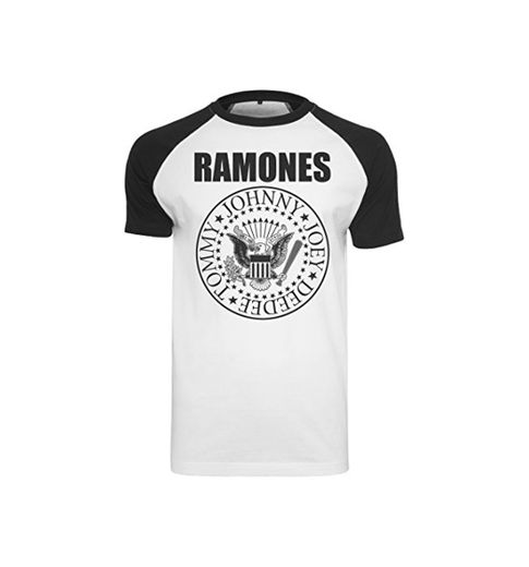 The Ramones Circle Raglan Band - Camiseta de Manga Corta para Hombre,