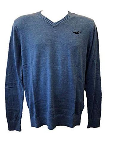 Hollister New Abercrombie Heather Blue - Jersey para hombre, cuello en V,