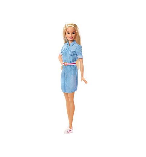 Barbie Dreamhouse Adventure muñeca rubia con vestido vaquero y accesorios, regalo para