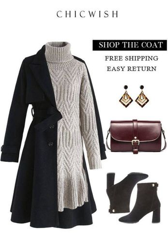 Wool-Blend Flare Coat