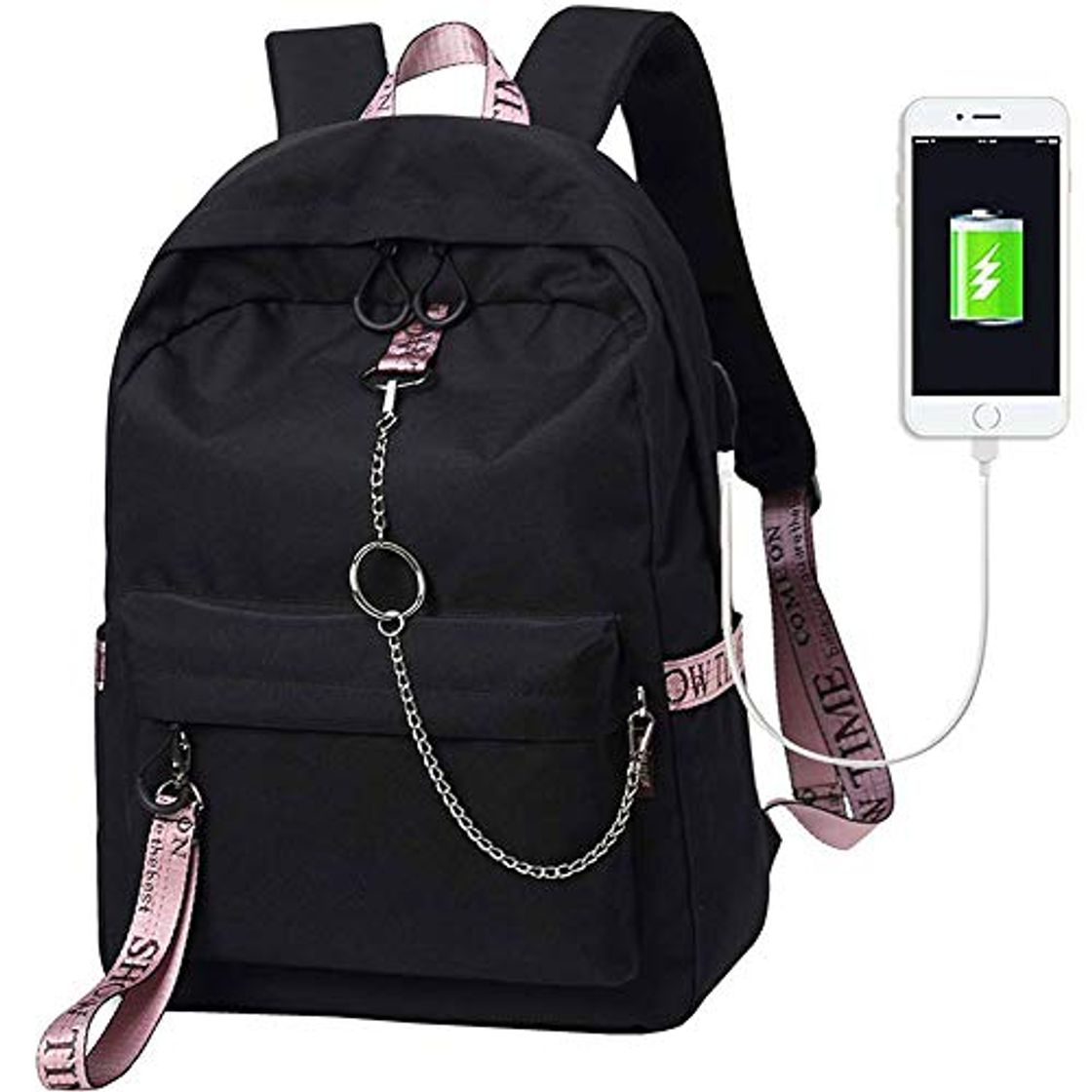 Social Escuela Mochila Talega de Libros Colegio Ordenador portátil USB Mochila Casual Viajes