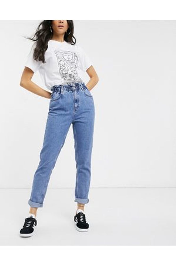 Social New Look 915 Bleach Mom Vaqueros, Dark Blue, 38