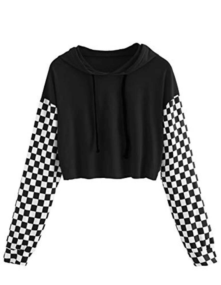 Social Sudaderas Mujer Cortas, Sudaderas Chicas Adolescentes con Capucha Otoño Manga Larga Patchwork
