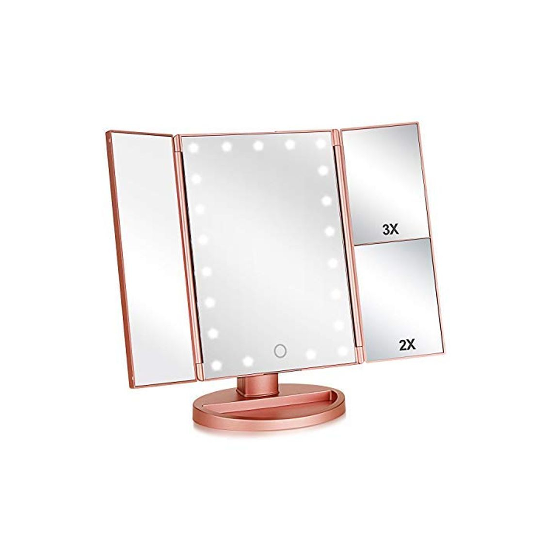 Social Espejo Maquillaje con Luz,HOMI Profesional Espejo Cosmético 1X, 2X,3X Iluminacíon 21 Led