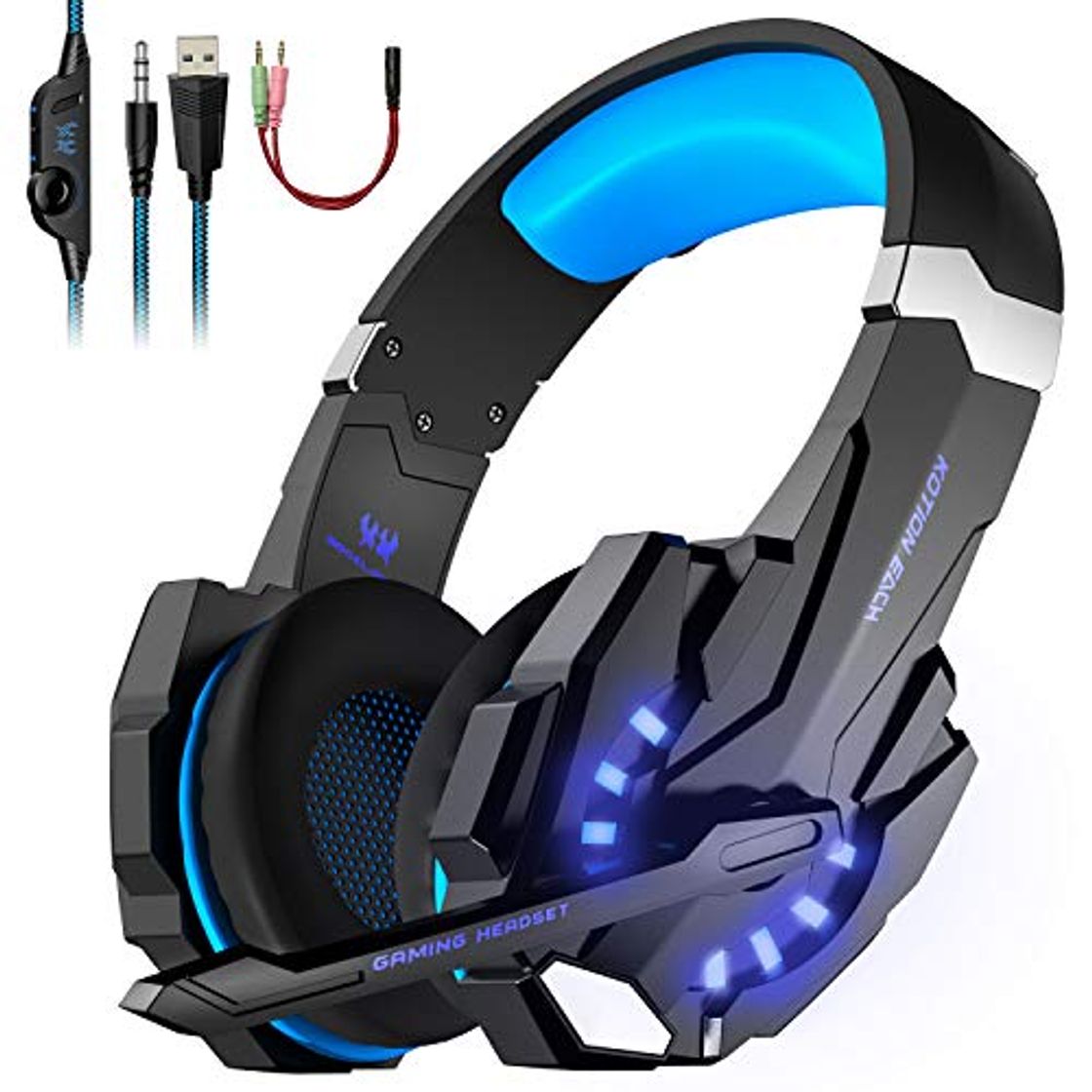 Social LESHP - Auriculares para gamer G9000 con cable para PC, PS4, portátil, tableta