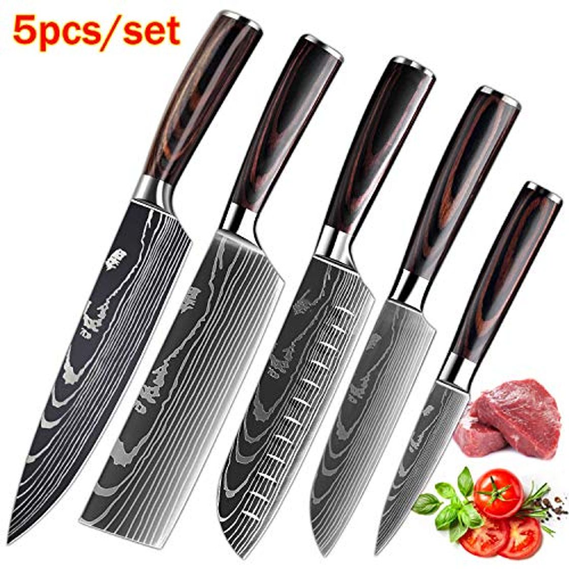 Social KEPEAK Cuchillo de Cocina, Cuchillos de Cocina Afilados de Acero Inoxidable de