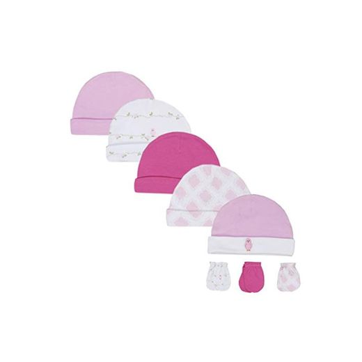 LACOFIA Conjunto de Sombreros y Manoplas para Bebé Niñas 100% Algodón Gorras