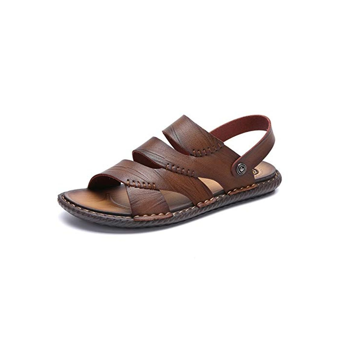 Fashion Slings para Hombre con Sandalias de Punta Abierta Zapatillas de Cuero de PU de la Moda Zapatillas de Playa al Aire Libre Zapatillas Ligeras y portátiles Antideslizantes Zapatos de Doble Uso Sandalias