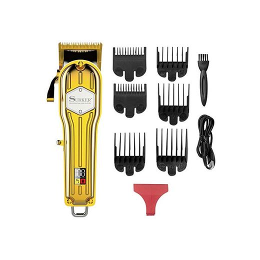 Surker Cortadora de cabello Cortapelos para hombres Maquina de cortar pelos Profesional Cortadora de barba USB Recargable con pantalla LCD inalámbrica