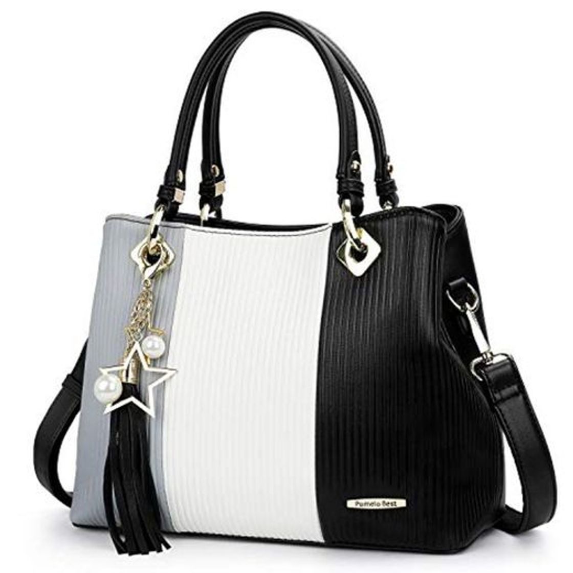 Social Pomelo Best Bolsos de Mujer, Bolso Señora Tote Multicolor Rayas PU Cuero