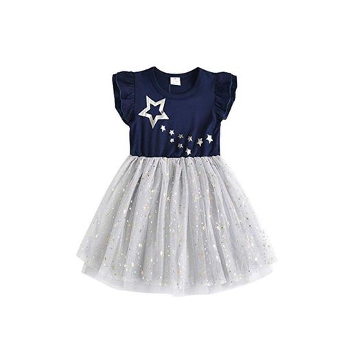 VIKITA Vestido Bordado Mariposa Algodón Tulle Tutu Sin Mangas Verano Niñas 2