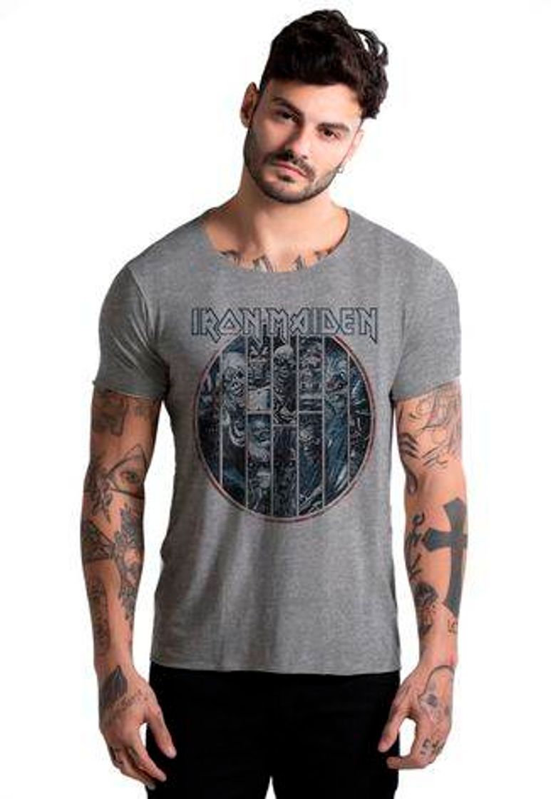 Fashion Camiseta Corte à Fio Joss Iron Maiden Mescla