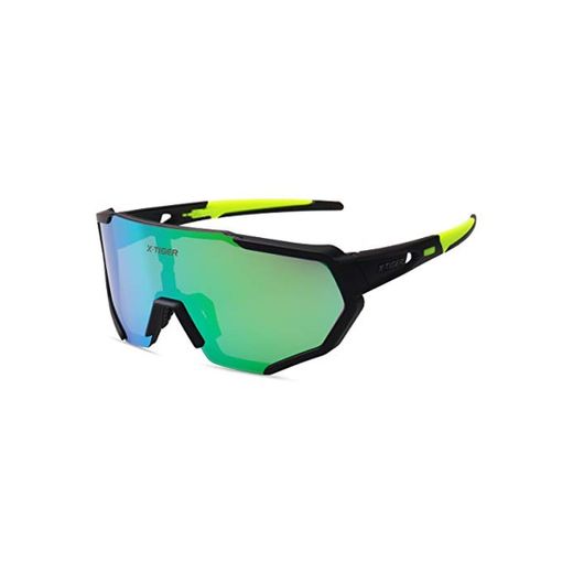 X-TIGER Gafas Ciclismo CE Certificación Polarizadas con 3 Lentes Intercambiables UV 400