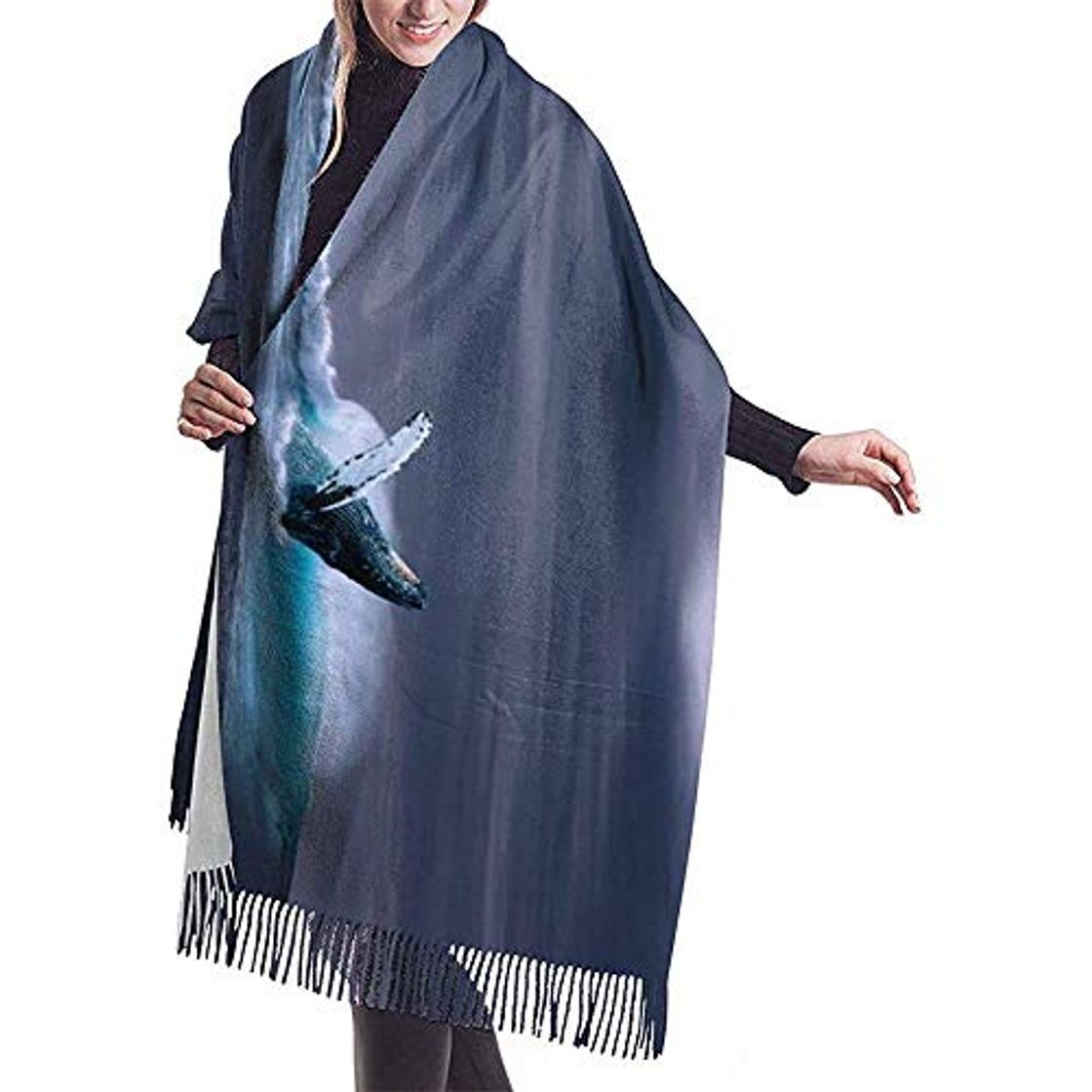 Productos Nifdhkw Bufanda Blue Whale Womens Large Soft Feel Pashmi Shawls Wraps Light Stole