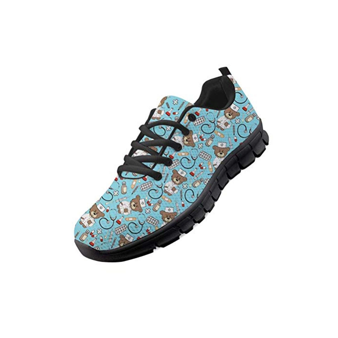 Products Chaqlin Zapatillas de Correr Unisex para Adultos Pisos Moda Deporte Fitness Entrenadores atléticos Enfermera Ligera Zapatillas de para Mujer con Dibujos Animados Kawai Bear Doctor Imprimir EU38