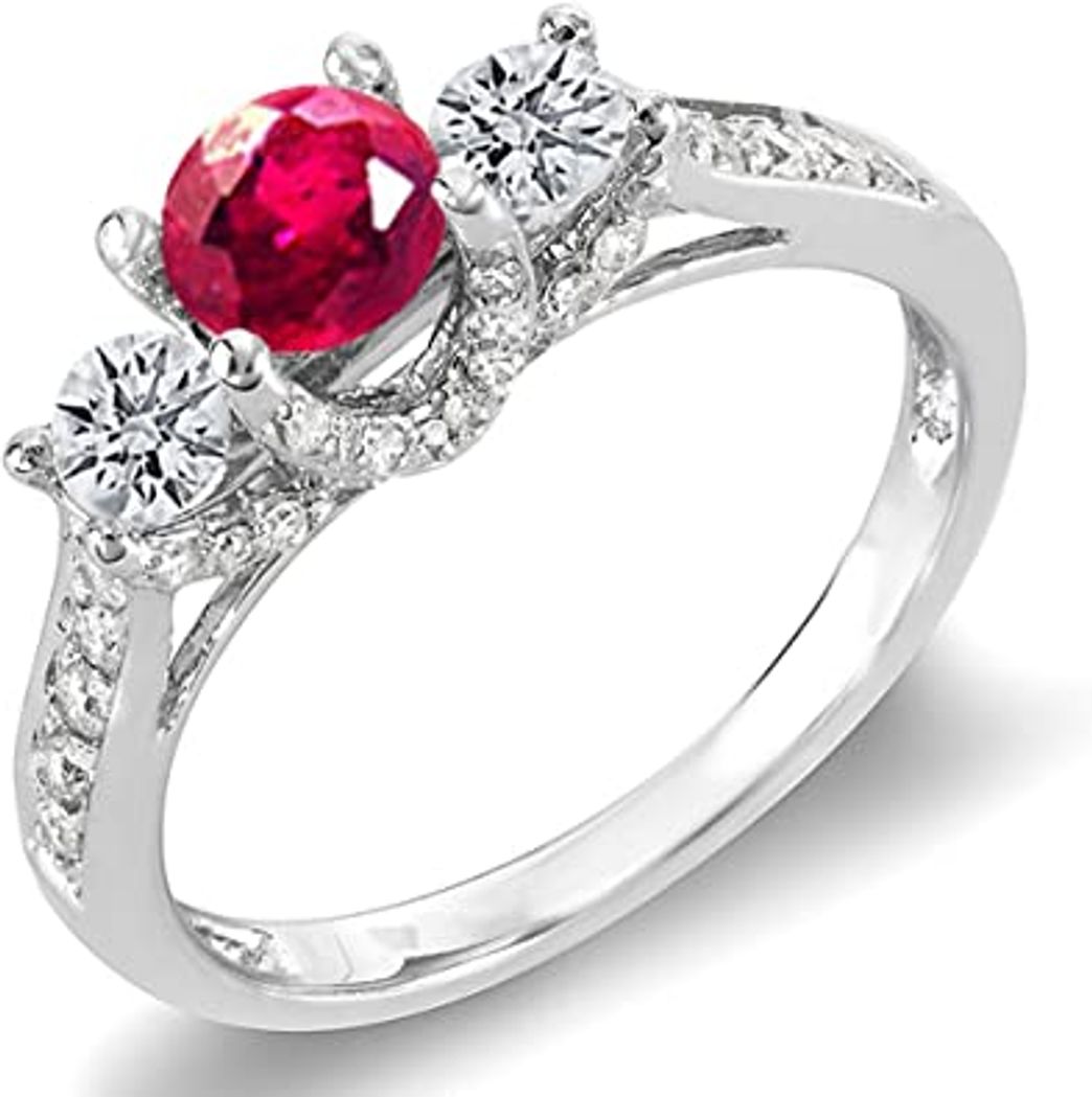 Social DazzlingRock - Anillo de compromiso de oro blanco de 14 quilates con