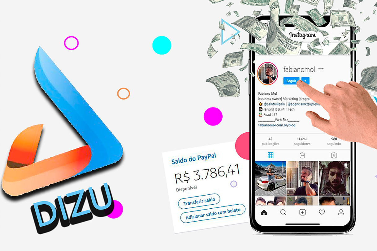 App Dizu - Ganhe Dinheiro Seguindo e Curtindo nas Redes Sociais