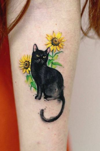 tattoo de gatinho 🐱🌻
